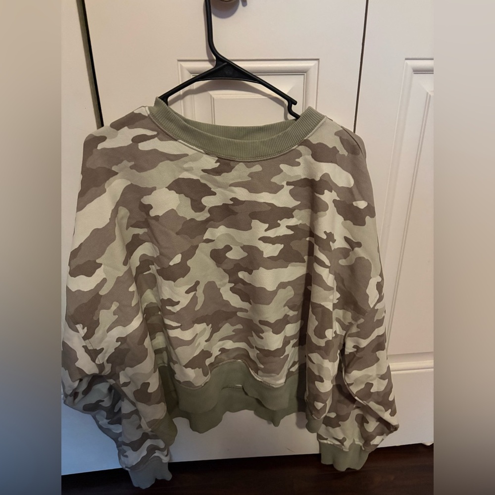 American Eagle Aerie Camouflage Crew Neck Sweater